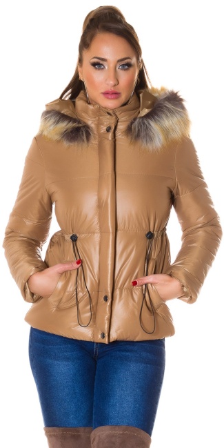 Trendy winter jacket with a detachable hood Brown